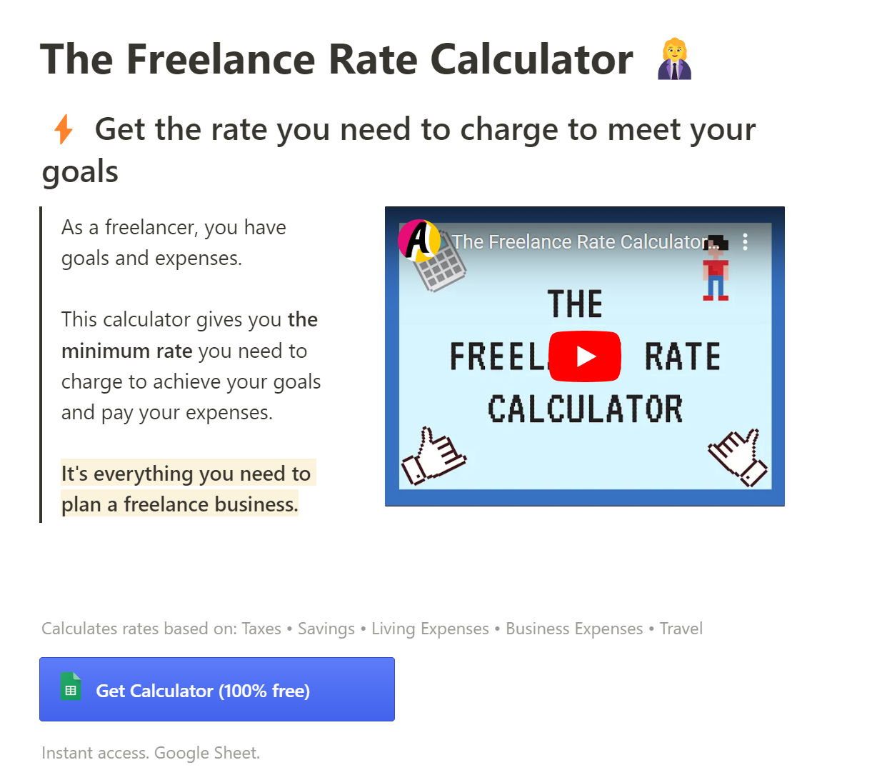 Freelance rate calculator