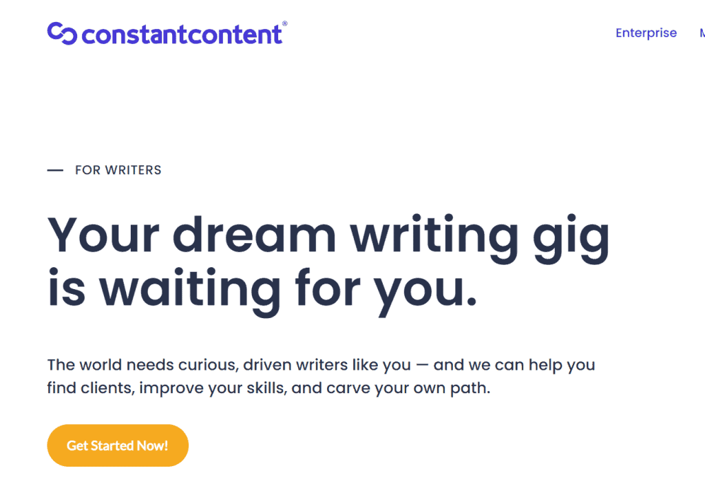 Freelance writing job sites for beginners: constantcontent.com