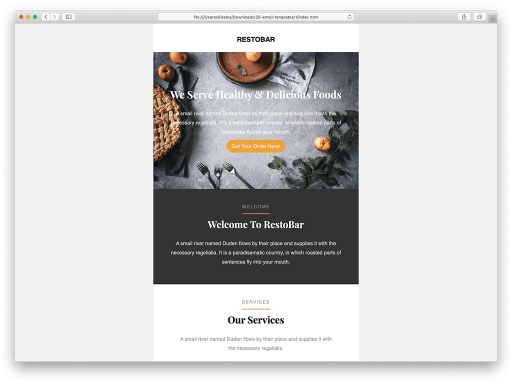 Best Image size for Mailchimp - responsive Mailchimp email template example