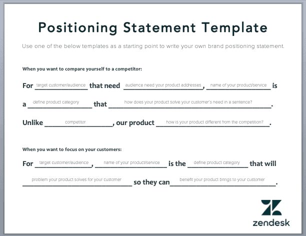 Value Proposition vs Positioning Statement: a positioning statement template