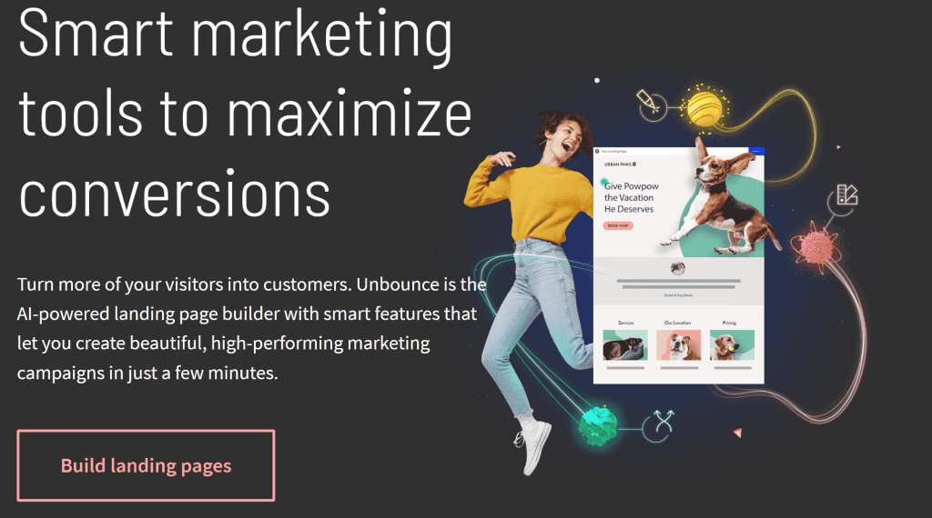 example of landing page copy by Unbounce