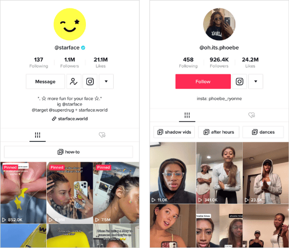 Aesthetic bios for TikTok: examples from Later