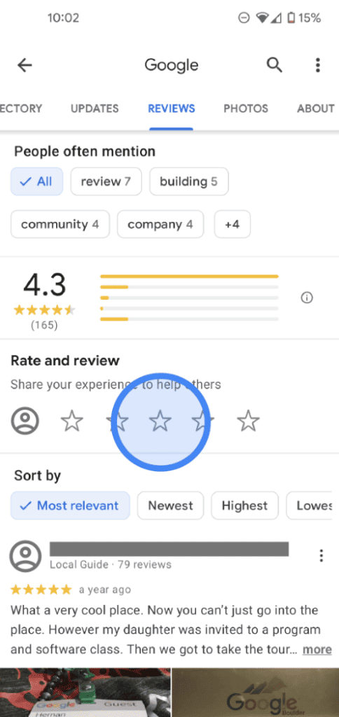 google reviews for locations