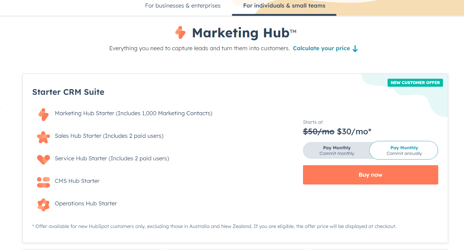 Hubspot's Pricing Plans