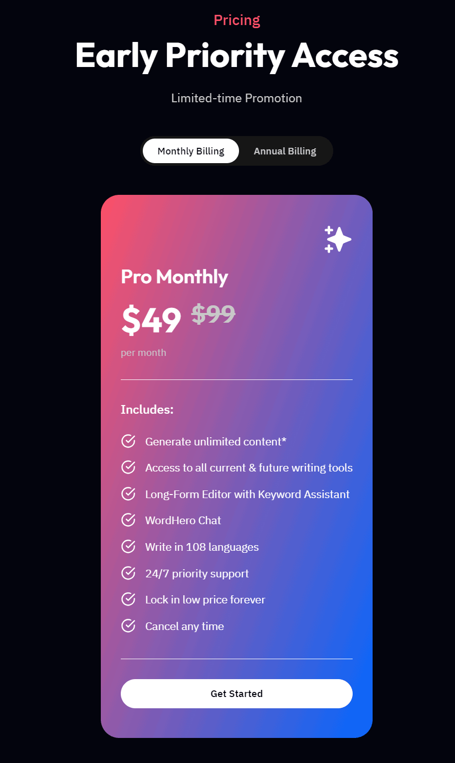 WordHero pricing