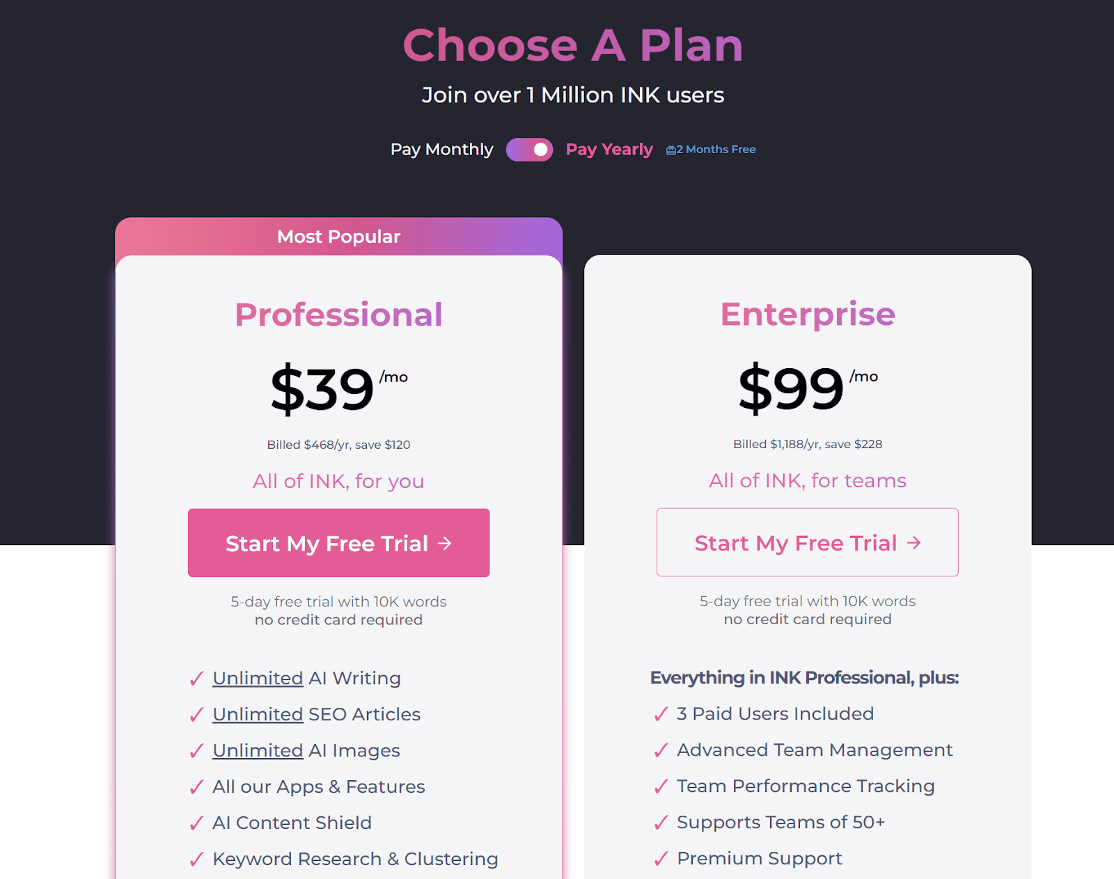 Ink For All pricing plans
