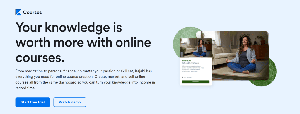 kajabi courses: Kajabi's home page