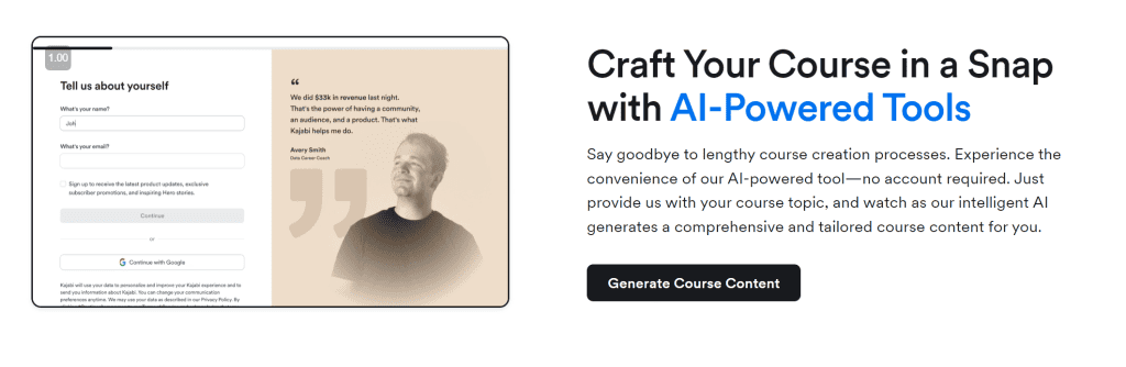 Kajabi courses: creating your course with AI