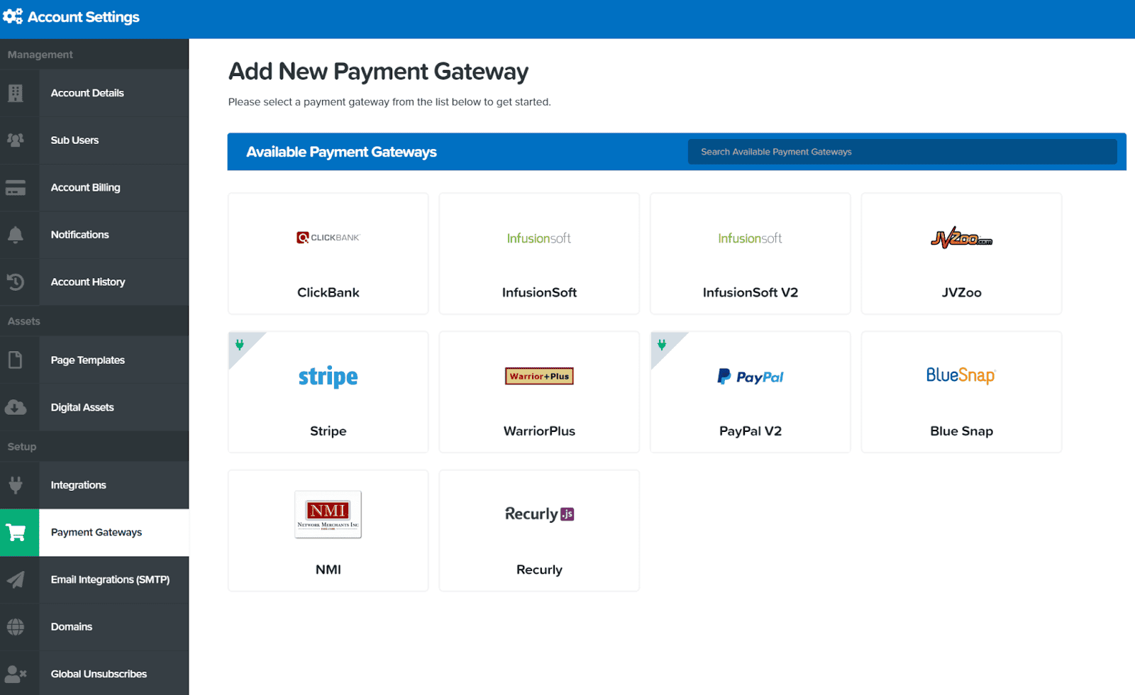 payment gateways available in clickfunnels