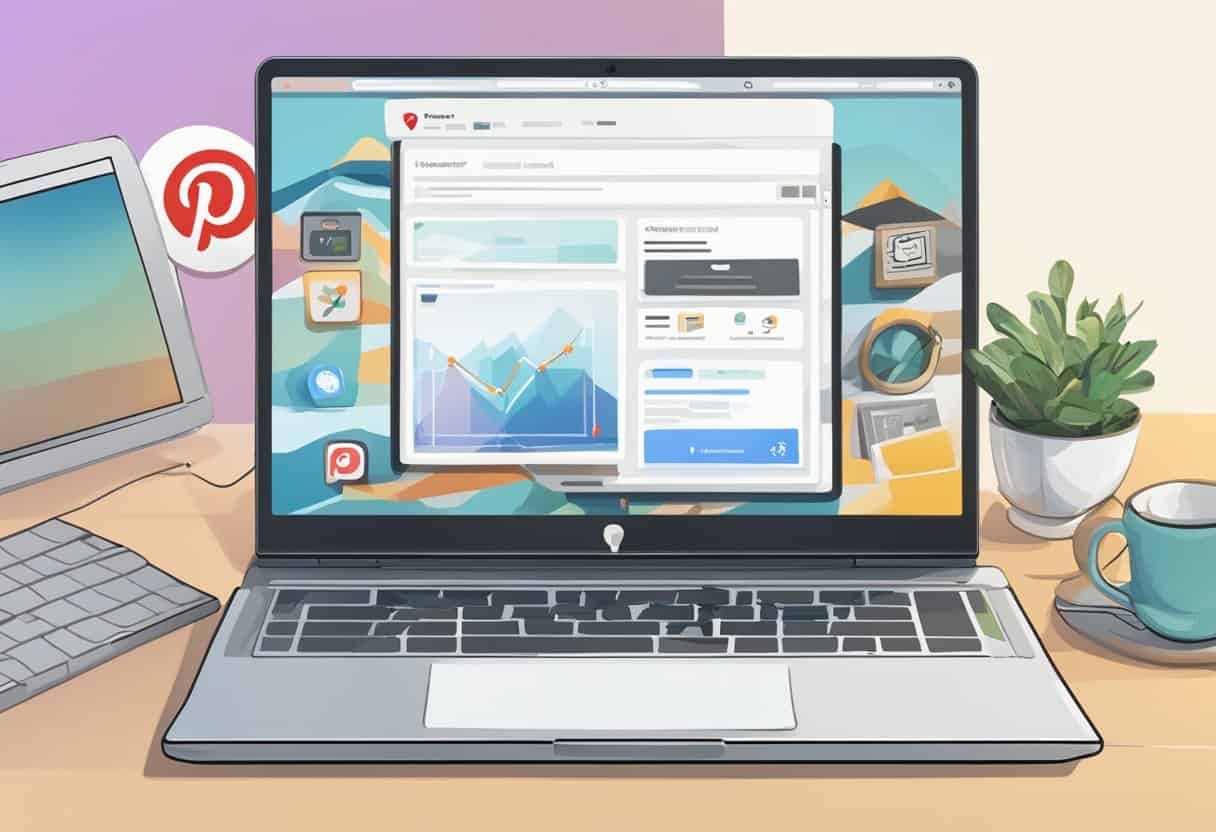 How To Use Pinterest for Blogging: an AI generated image of Pinterest on a laptop