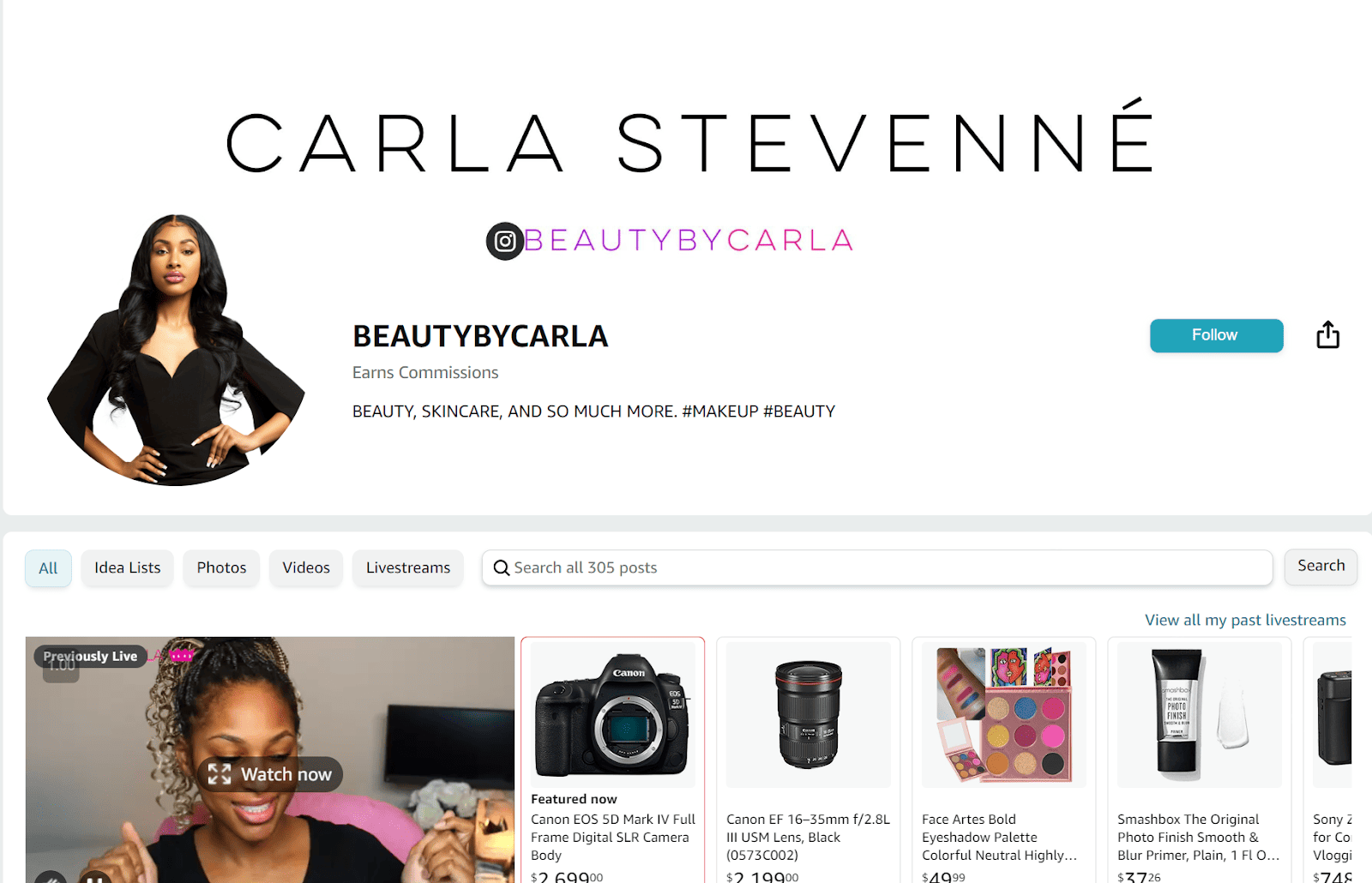 how to create an amazon storefront as an influencer: example of storefront by Carla Stevenne