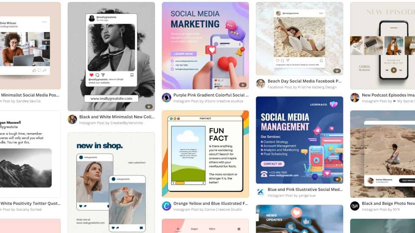 Various social media post designs.