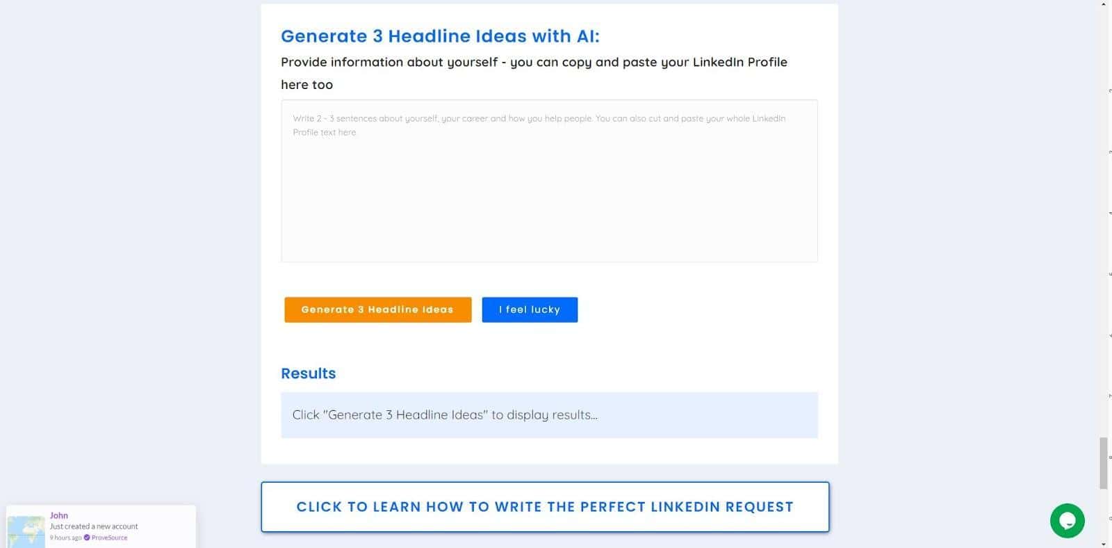 LinkedIn Headline Generator - LinkedProspect AI LinkedIn Headline Generator tool 