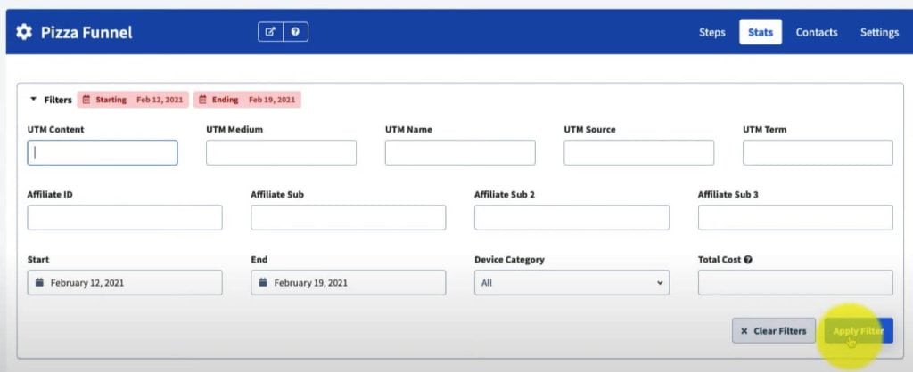 Clickfunnels funnel  stats