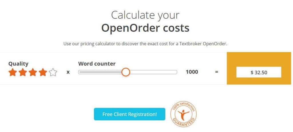 Textbroker calculator for a quote