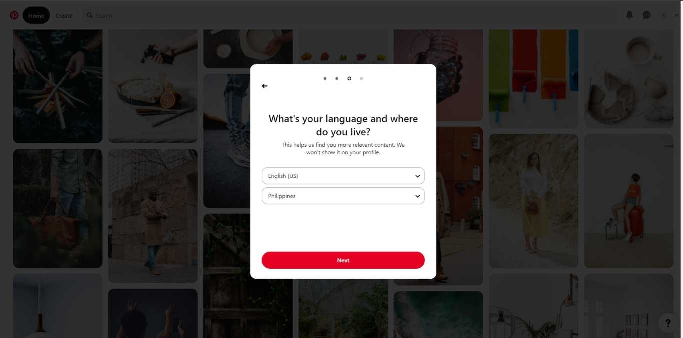 Pinterest Asking: What's your language and where do you live?