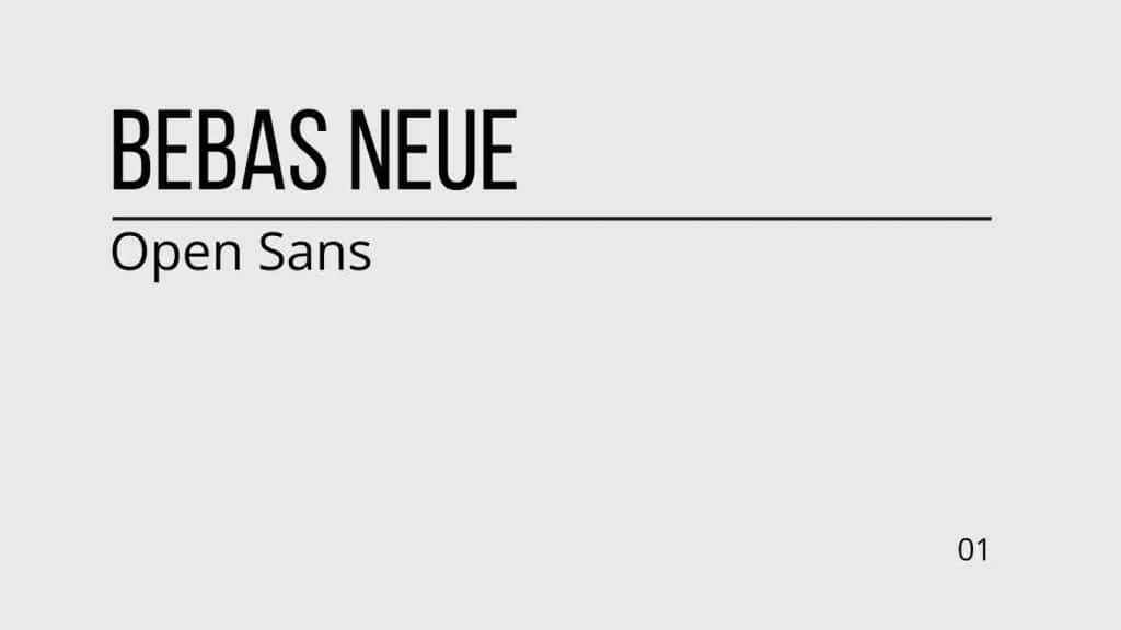 a front page presentation in gray with overlay text Bebas Neue & Open Sans