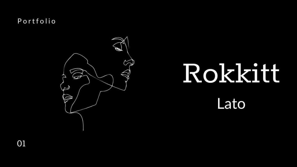 A minimalist element of 2 women with overlay text Rokkitt & Lato