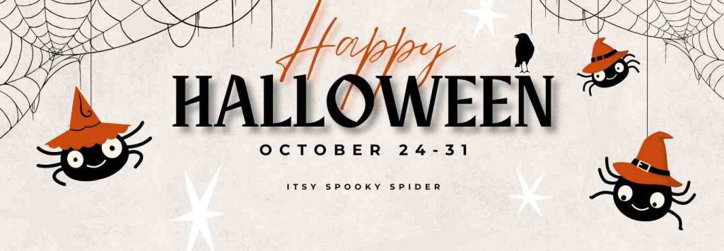 halloween theme sample Cute Spider Web with Smiling Spiders