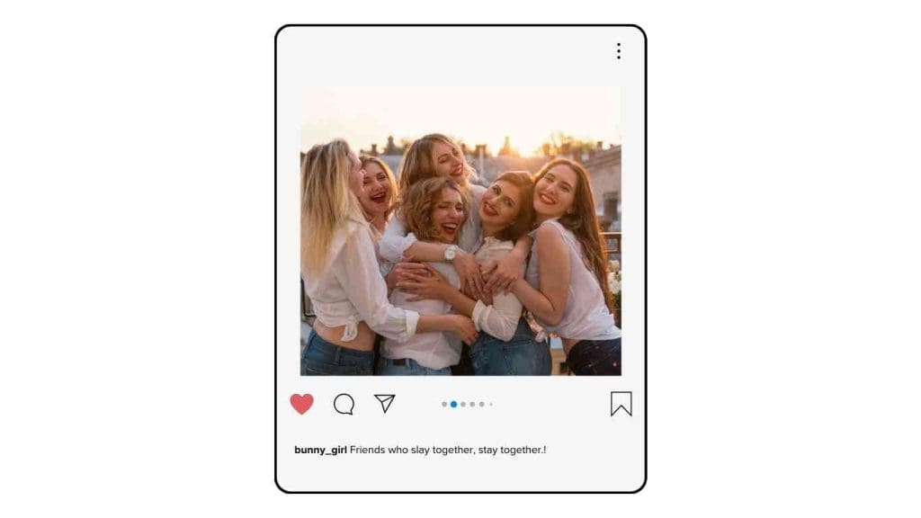 IG post of group of girls hugging together