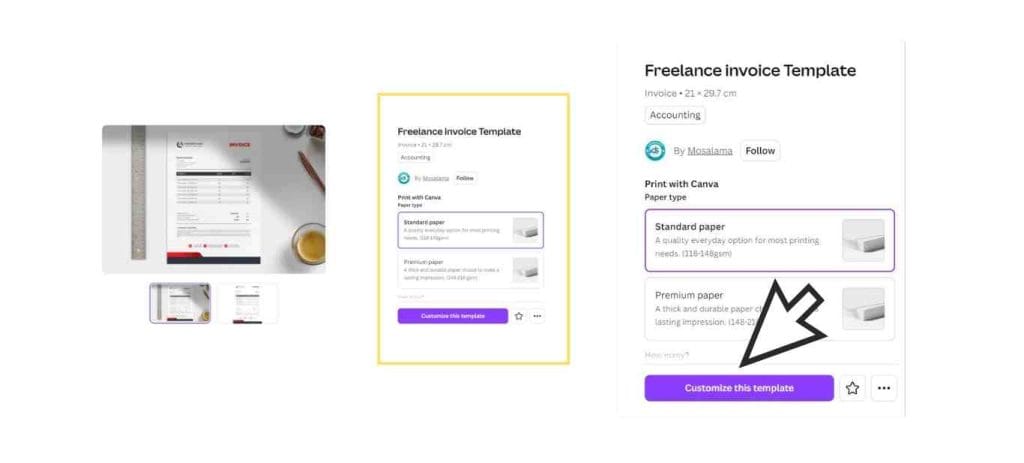 Canva customize the invoice template