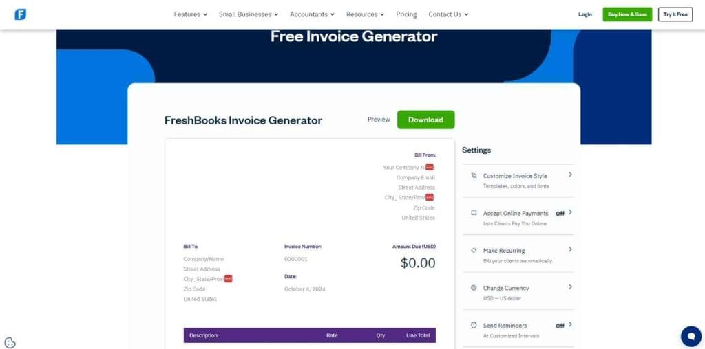 Freshbooks free invoice template generator