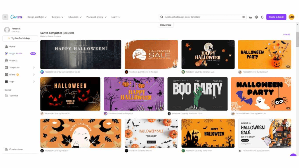 canva halloween theme sample templates