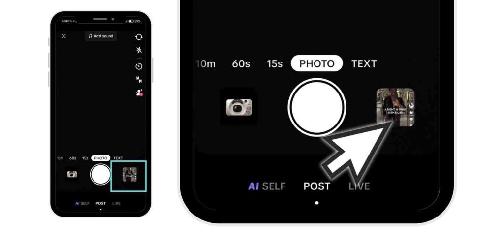 how to add voice effect on tiktok from camera roll: it show to choose from your camera roll