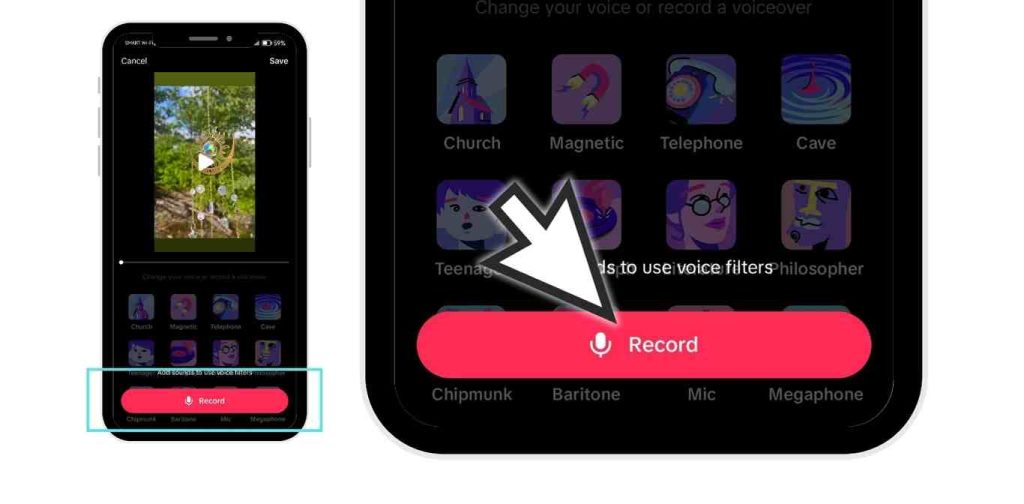 it shows click record to start recording your voice