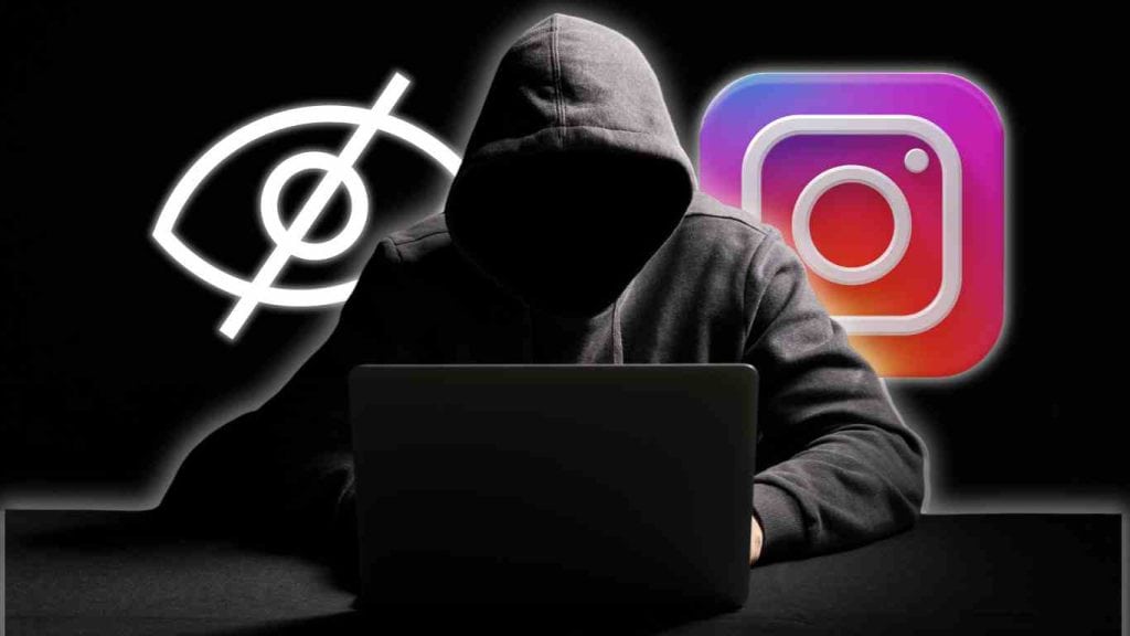 how to see who stalks your Instagram: A hooded man using a laptop, symbolizing anonymous browsing or Instagram stalking.