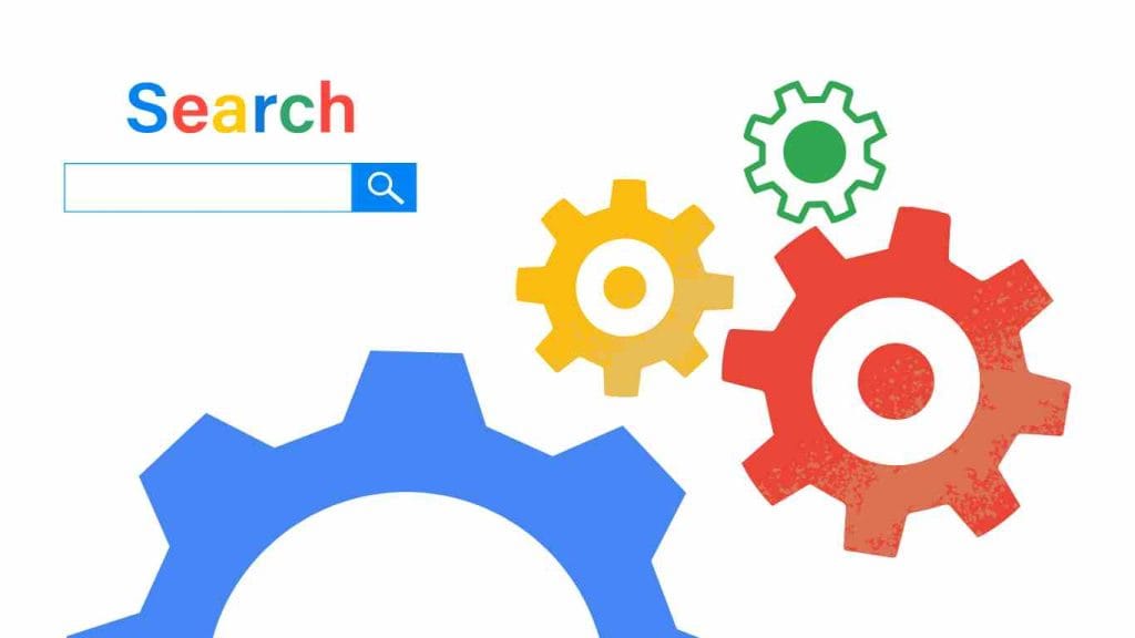 does google lie: Colorful gears with a search bar