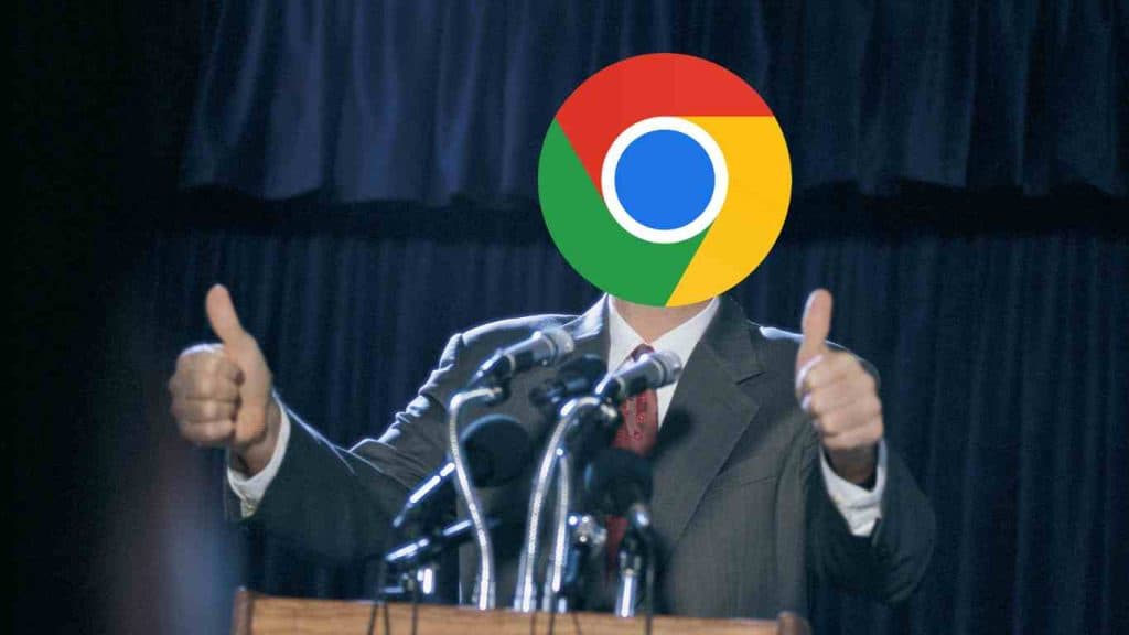 A person with the Google Chrome logo over their head giving thumbs up