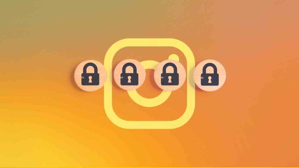 The Instagram logo with multiple padlocks, symbolizing account privacy and security.