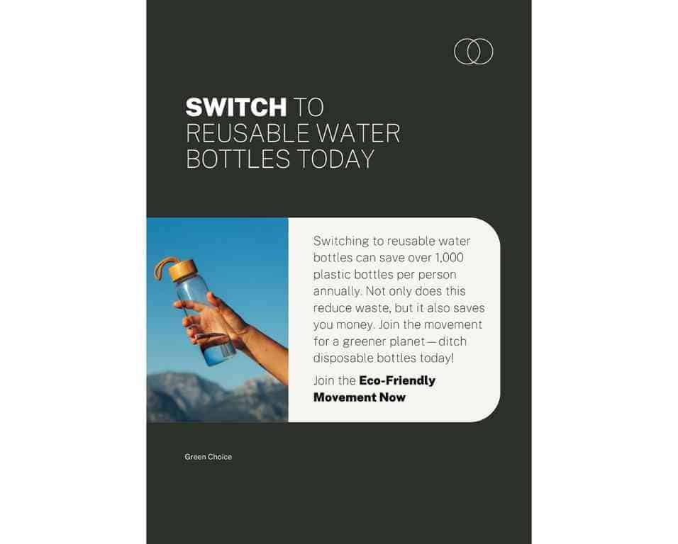 A flyer promoting switching to a reusable bottled water