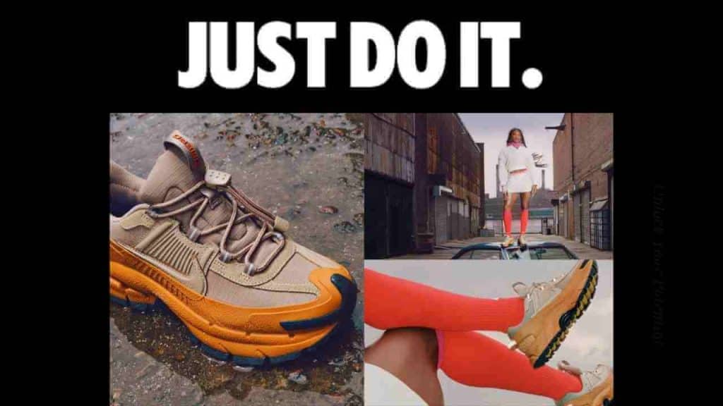 A sample of Nike shoes with slogan "Just do it"