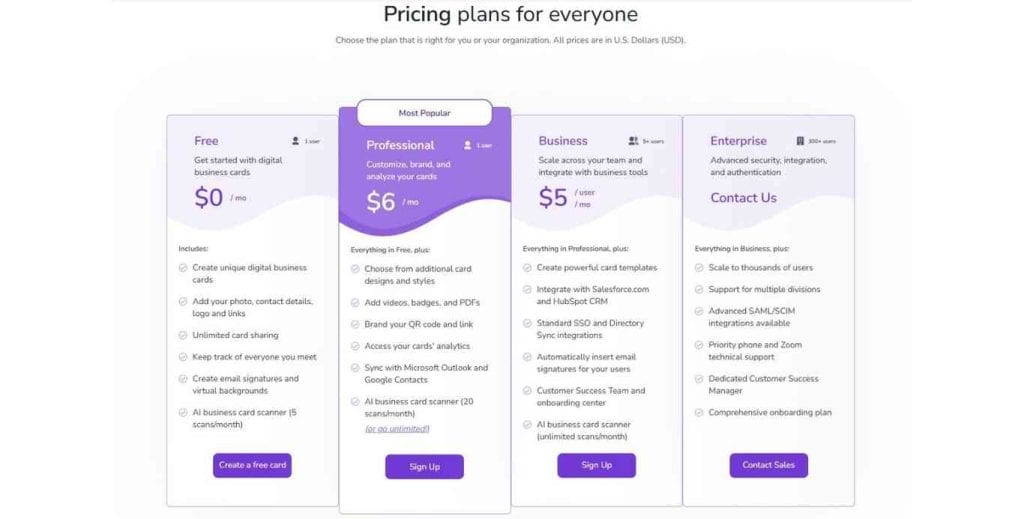 HiHello pricing plan