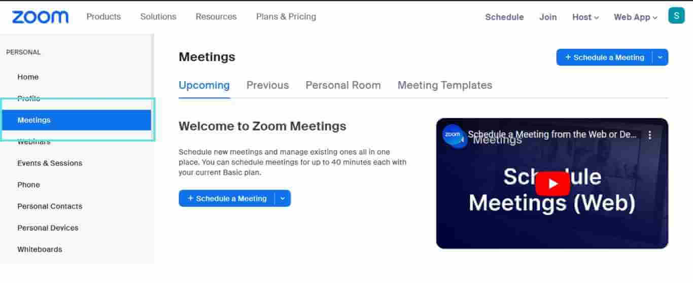 How to get to Zoom Meeting Template after the sign in