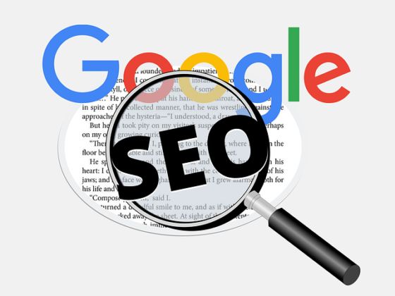 Google search engine and SEO in a magnifying glass