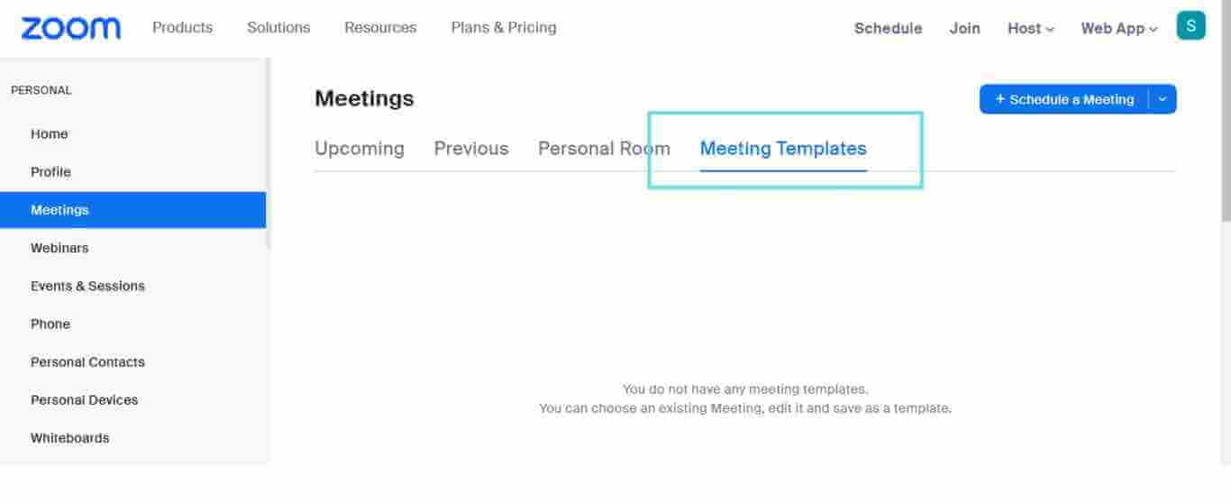 To click on the Meeting Template tab