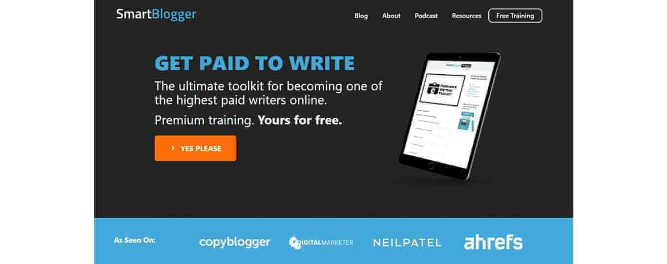 Smart Blogger’s Free Copywriting Training advert