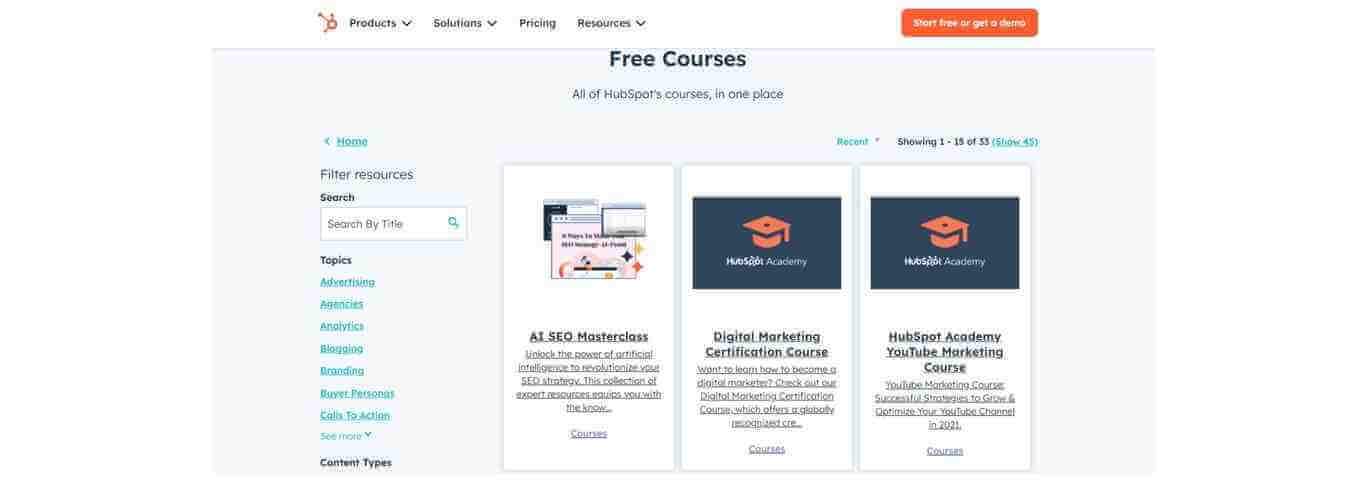 Copywriting courses: Hubspot's free content marketing and copywriting course