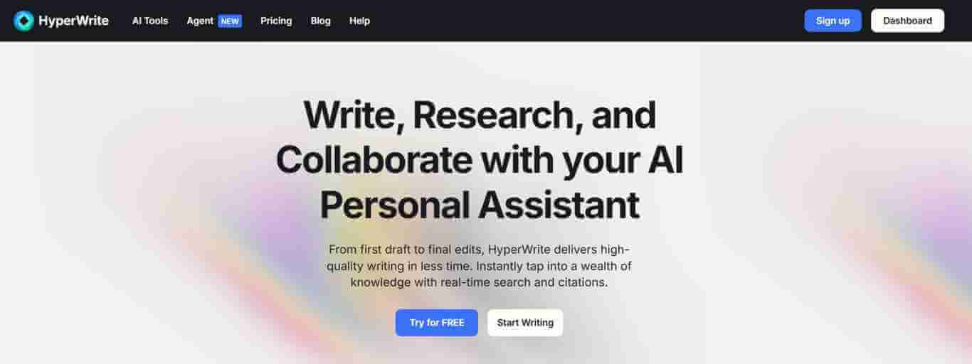 the hyperwrite AI website
