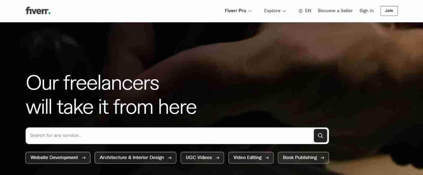 The Fiverr webpage