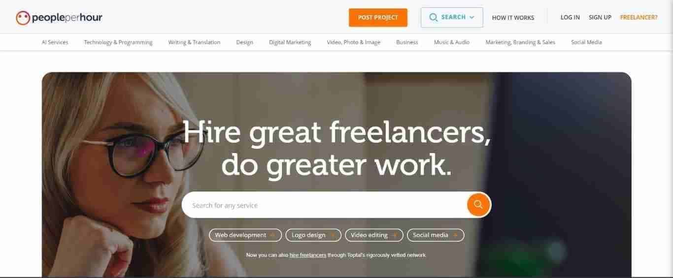 The PeoplePerHour webpage