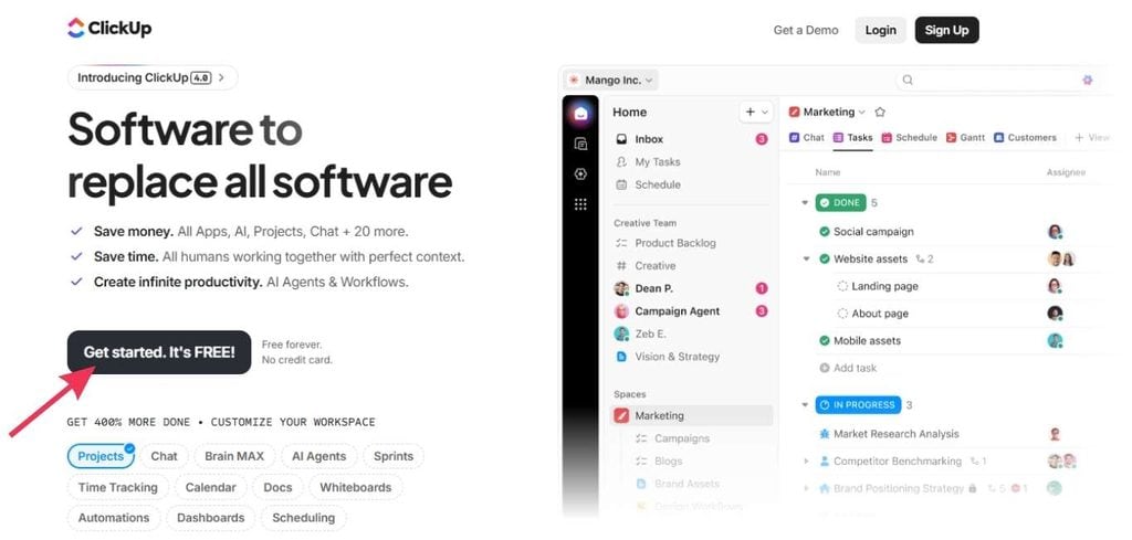 ClickUp official website homepage