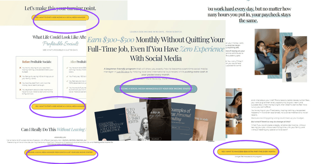Sales Funnel Versus Website: A sample of a funnel highlighting in purple what differentiates it as a funnel