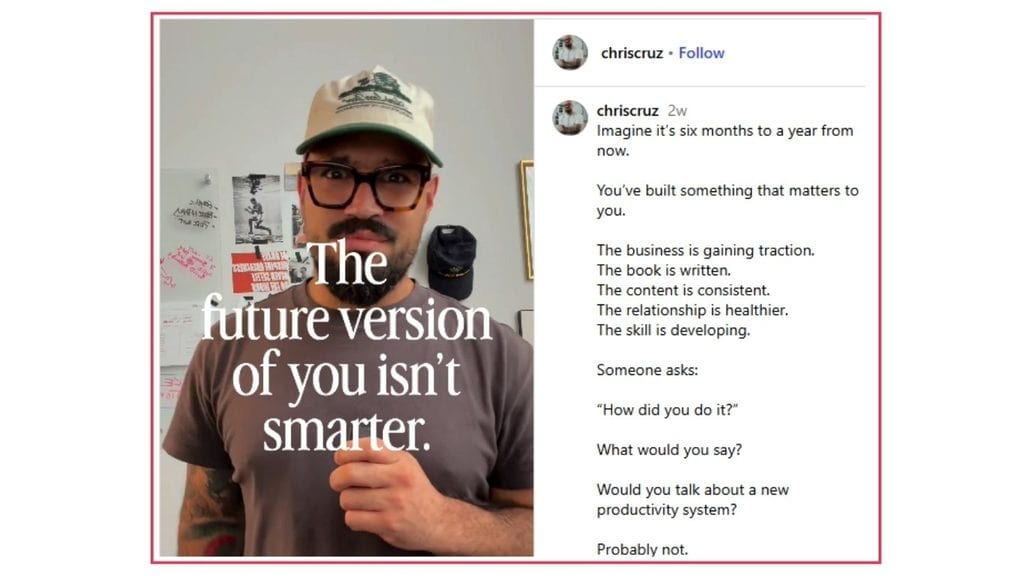 Ad copywriting sample showing the classic before-and-after format in an Instagram growth post