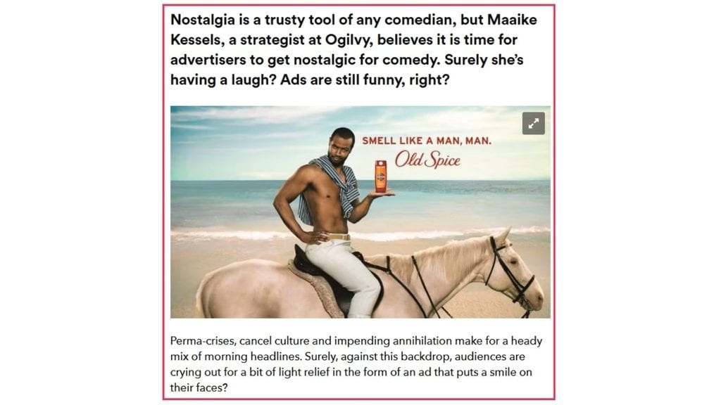 Ad copywriting sample from Old Spice's "The Man Your Man Could Smell Like" video ad