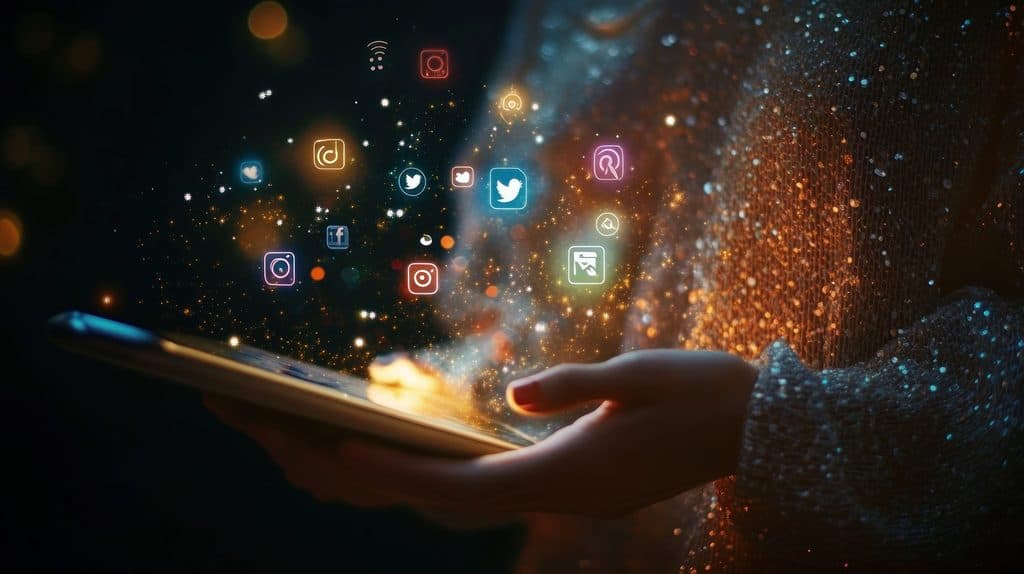 Easiest freelance Jobs: Person holding iPad and managing many types of social media like instagram, twitter, pinterest