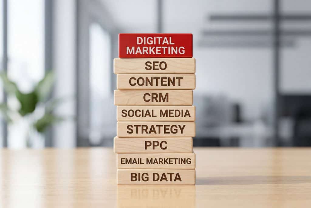 Digital Marketing Trends 2026 : Blocks showing what it is made up of